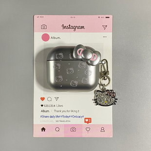 立体蝴蝶结Hello Kitty猫咪电镀适用AirPods4保护套iPod苹果耳机壳1/2代无线蓝牙3代airpodspro2代保护壳