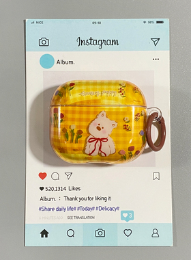 ins黄色花朵小狗适用AirPods4保护套iPod苹果耳机壳1/2代无线蓝牙3代airpodspro2代保护壳