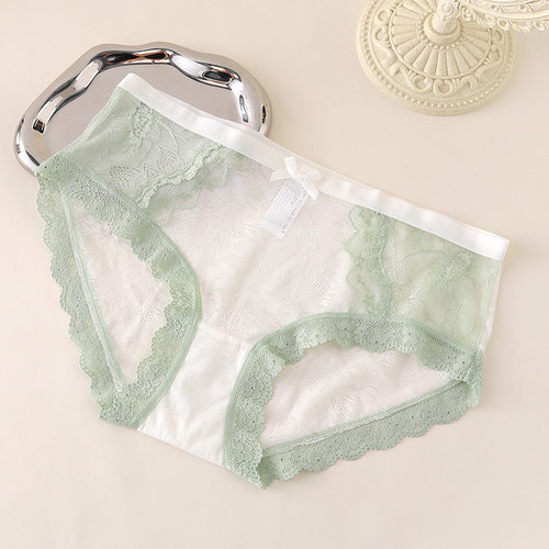 法式性感蕾丝内裤女透明弹力大码
