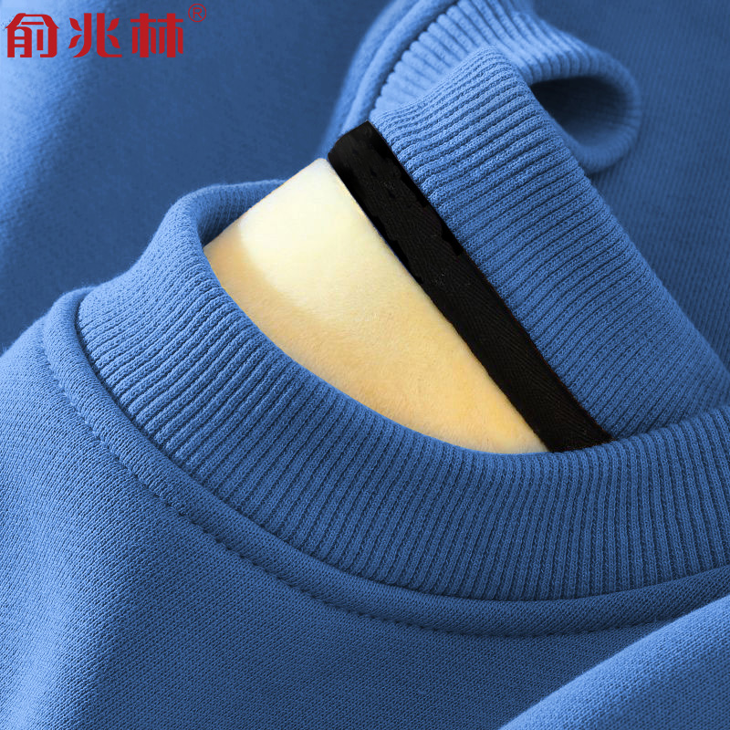 加绒加厚圆领卫衣俞兆林宽松