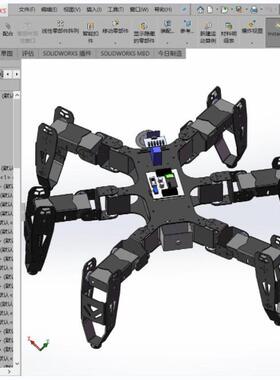 J1653-仿生六足机器人爬行蜘蛛机器人3D图纸SolidWorks16模型设计