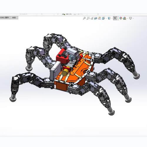 J1862-六足机器人三维SW模型设计solidworks图纸3D建模素材