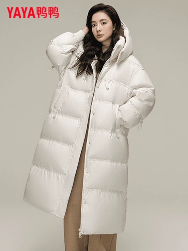 鸭鸭 Красный пуховик, модная куртка с капюшоном, длина макси, увеличенная толщина, по фигуре, в корейском стиле