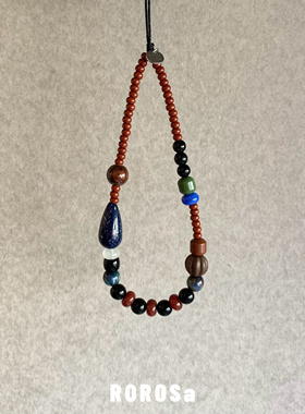 ROROSa原创设计复古手机链挂绳撞色简约小众高级感短款中古感配饰