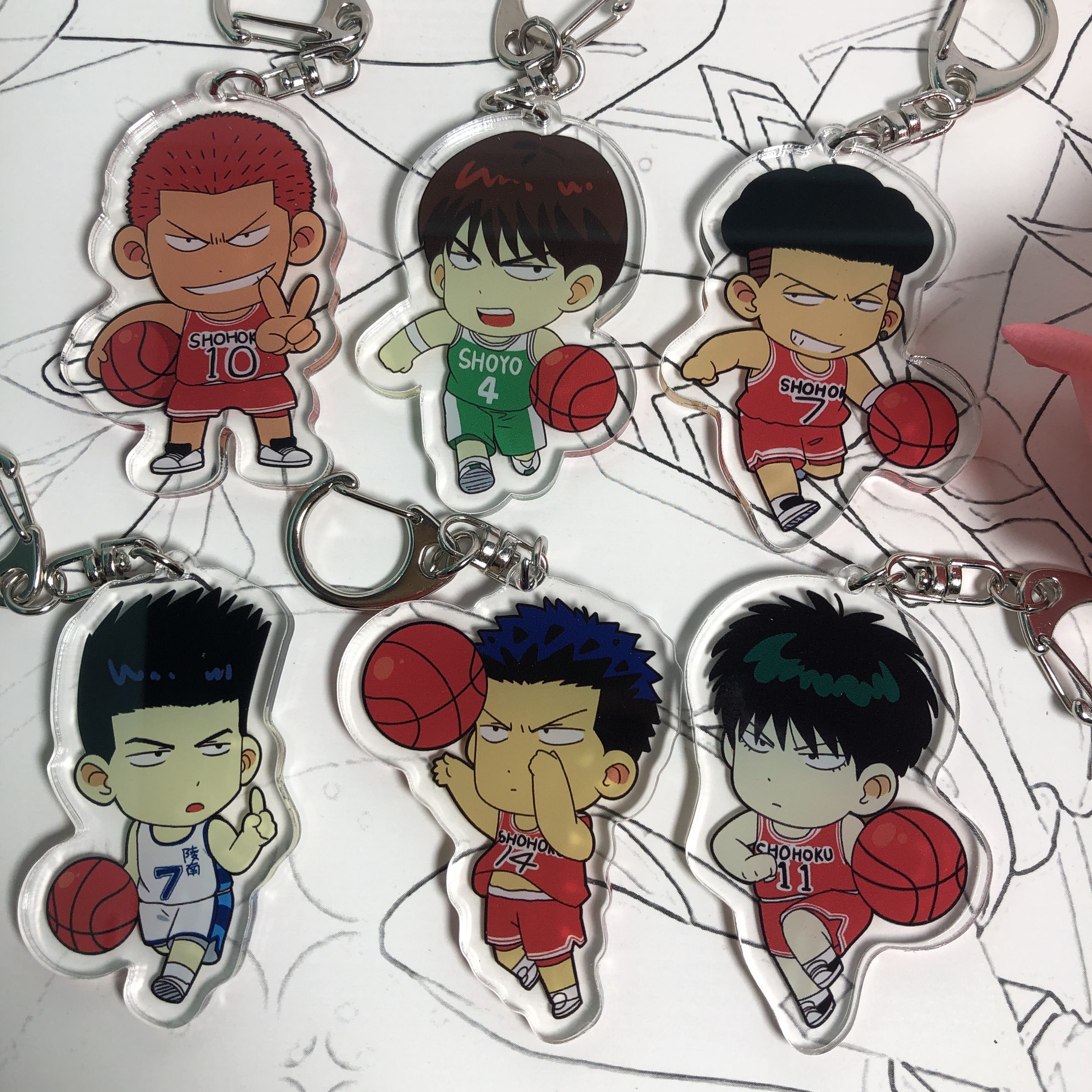 动漫亚克力双面夹层图案挂件 灌篮高手 流川枫 樱木花道 钥匙扣