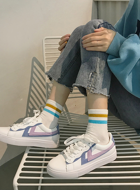 条杠运动学院风中筒袜子女学生韩版潮流ins百搭原宿风春夏薄款