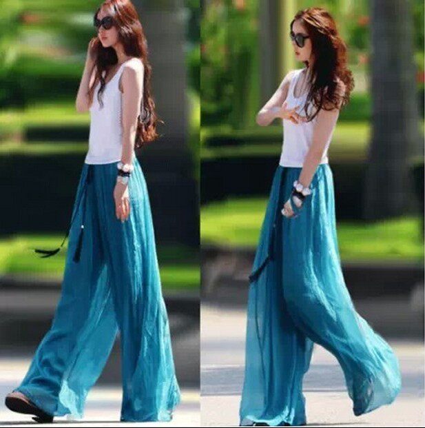 金丝雪纺阔腿裤沙滩裤宽松瑜伽长裤休闲裤子时尚百搭高腰舞蹈裙裤在类目 女装/女士精品, 裤子, 休闲裤中 - 来自Buy2taobao.com提供专业的淘宝代购服务