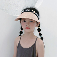 儿童防晒帽宝宝帽子女童夏季遮阳帽男童空顶太阳帽海边出游凉草帽