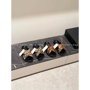 敲上镜 女 26FW 复古豹纹交叉带平底拖鞋 新品 INSHUA