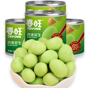 春旺多味鱼皮花生米芥末花生零食4罐装山东花生官方旗舰店