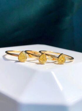 黄钻戒指女s925纯银镀金食指指环