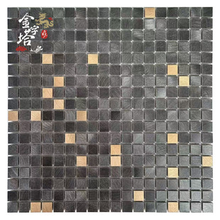 金属马赛克瓷砖小颗粒吧台餐厅别墅酒店背景墙灰色不锈钢拉丝贴片