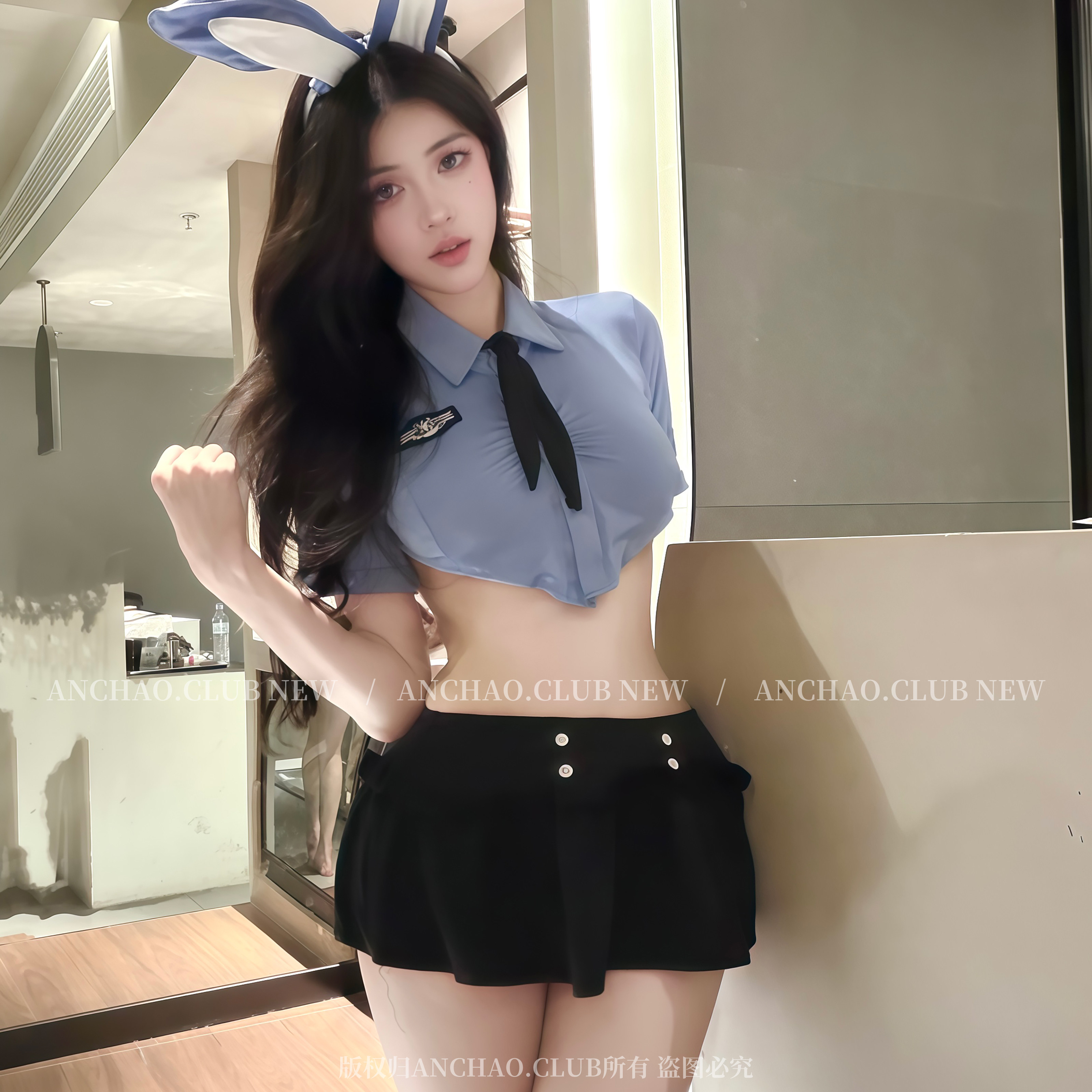 性感纯欲女警cos兔女郎睡裙