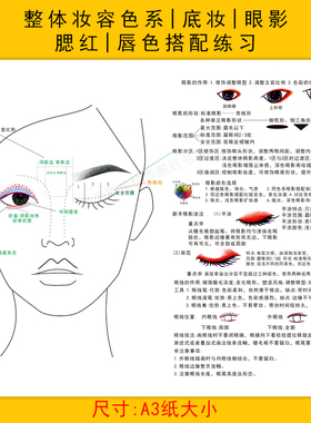 化妆妆容眉毛脸型眼影唇色彩搭配设计练习眉形彩妆练习本手稿图纸