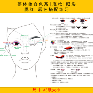 化妆妆容眉毛脸型眼影唇色彩搭配设计练习眉形彩妆练习本手稿图纸