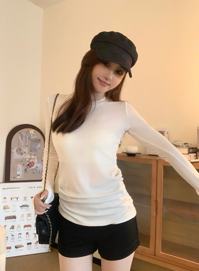 babe soulis 2025新款女欧货V领修身显瘦上衣长袖T恤基础款打底衫