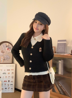 babe soulis 2025新款韩系假两件毛衣女气质显瘦上衣长裙套装女