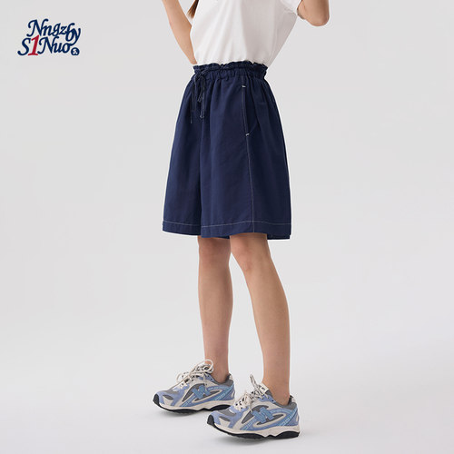 诺诺公主S1N初中生美式宽松休闲短裤女2026新款夏季学院风阔腿裤