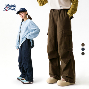 初中生美式 宽松阔腿裤 工装 女春秋加绒青少年运动裤 裤 诺诺公主S1N