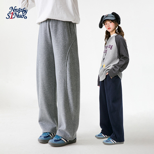 诺诺公主S1N初中生加绒弯刀卫裤 女春秋青少年学生运动休闲校服裤