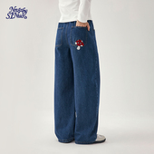 子 青少年韩系弯刀阔腿裤 诺诺公主S1N初中生印花牛仔裤 女2026春季
