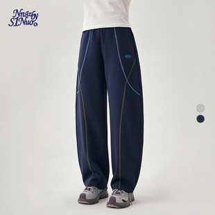 诺诺公主S1N初中生设计感运动裤 新款 休闲户外撞色弯刀卫裤 女春季