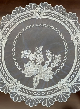 透明欧式托盘垫绣花蕾丝餐盘垫家居点缀唯美酒店装饰圆形白色桌布