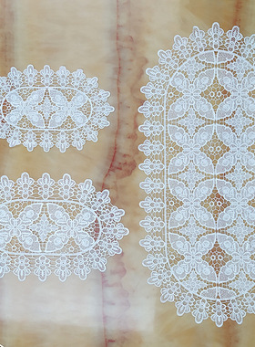 新款蕾丝水溶镂空桌垫白色简约大气餐桌茶几桌垫桌旗柜面盖布布艺