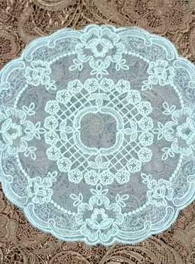 欧式蕾丝餐垫台灯咖啡垫茶具隔热装饰背景布防尘盖巾镂空白色拍照