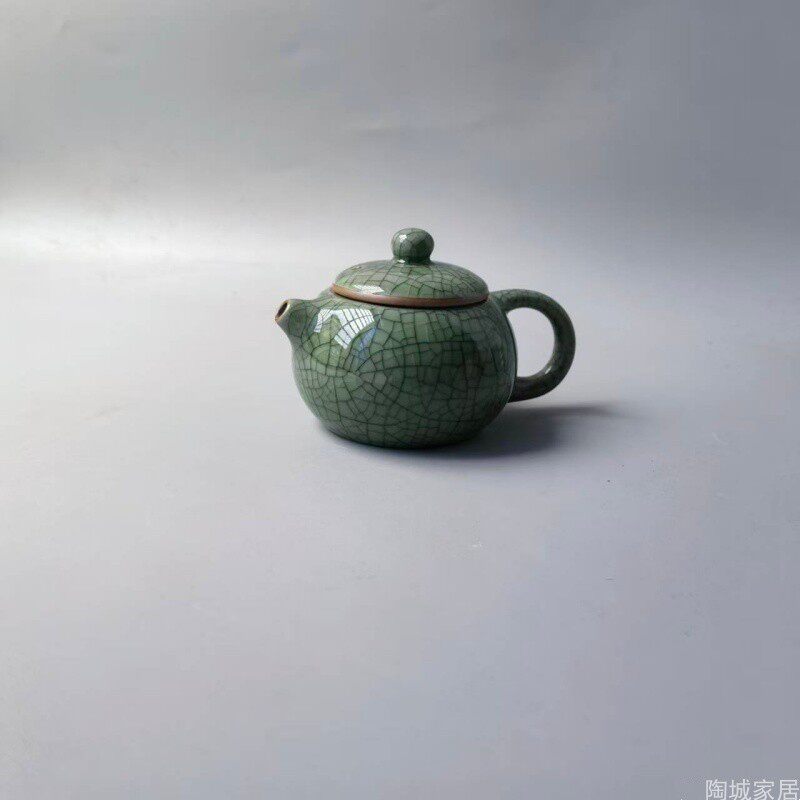 哥窑手工开片绿西施茶壶茶楼办公