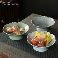 汝窯陶瓷高腳果盤家用客廳茶幾