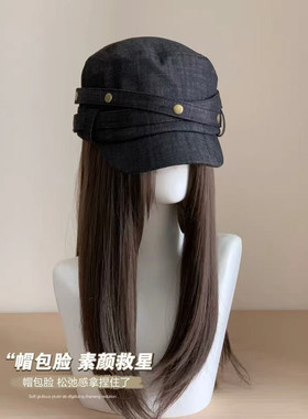复古金属扣平顶马术帽女款百搭