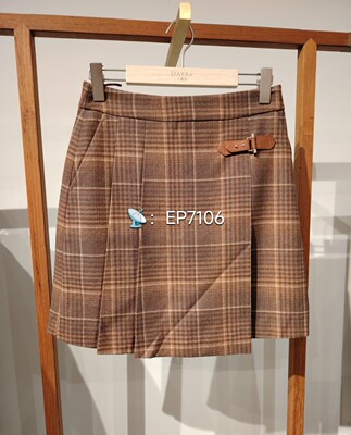 秋冬款咖色绵羊毛牦牛绒混纺半身裙 EGJIR3309A-2399