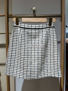 1999 EGIIW3301A 秋冬款 黑色优雅小香风绵羊毛花呢半裙