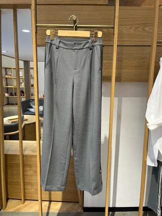 大雅家春夏款灰色百搭叠褶直筒长款休闲裤 HFKPA6405A-1999