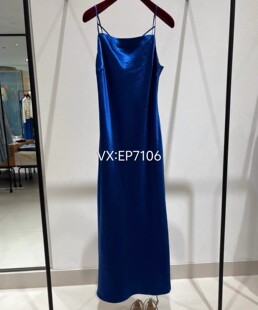 蓝色三醋酸收腰小黑裙吊带连衣裙 2699 EGKET4233B