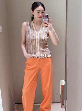 春夏款橙色多巴胺四面弹棉宽松显瘦直筒牛仔裤子 EGKEDJ602A-1699