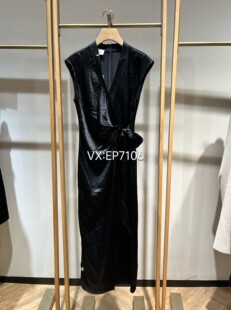 3299 EGKET4605A 黑色收腰不对称无袖 醋酸小黑裙连衣裙