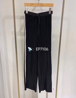 春夏款黑色撞色松紧腰阔腿直筒裤 EGIEA6418A-1699