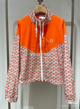 春夏款橙色休闲印花宽松短款运动外套 EGJPA1306A-2399
