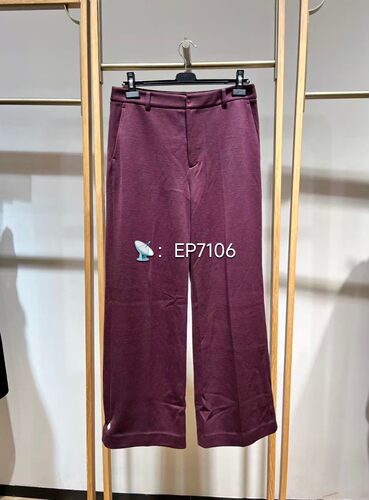 秋冬款酒红色混纺直筒休闲裤子 EGJAW6413A-2699
