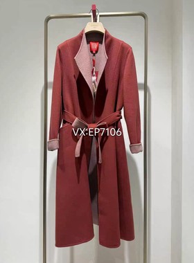 秋冬款高端系列红色羊毛羊绒毛呢外套长款大衣 EPJAQ8320A-14999