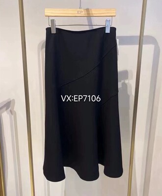 春夏款黑色设计感不对称三醋酸伞裙半身裙 EGJPT3431A-1499