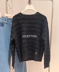 大雅家秋冬黑色款时尚圆领立体浮雕肌理毛衣 HFJIW9575A-3399