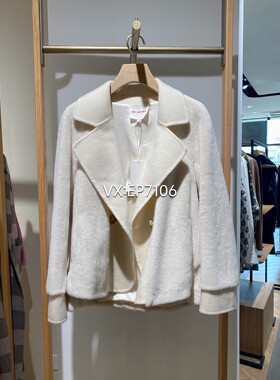 秋冬款白色通勤短款拼接西装领大衣 EGGIJ8238A-3999