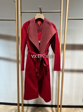 秋冬款高级系列国风翻宽领收腰羊毛羊绒大衣 EPJAG8510A-14999