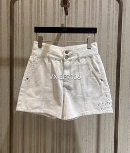 1399 HFIEDJ609A 大雅家春夏款 白色双腰头棉质白色牛仔短裤