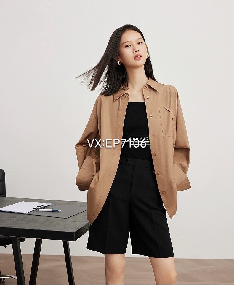 秋冬款廓形oversize长袖衬衫 EGIAC2105A-2399