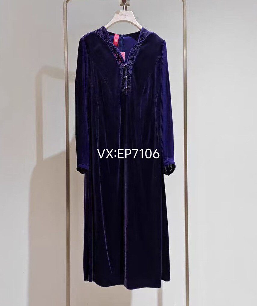 春款高端系列紫色重工蕾丝丝绒小礼服连衣裙 EPKPS4605A-6999