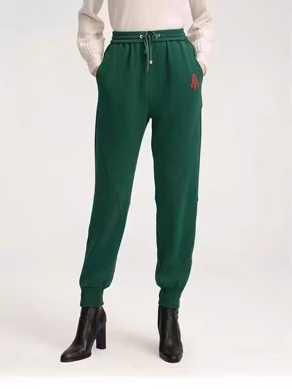 高端系列绿色羊毛羊绒松紧腰针织束脚卫裤 EPHAA9605A-4699